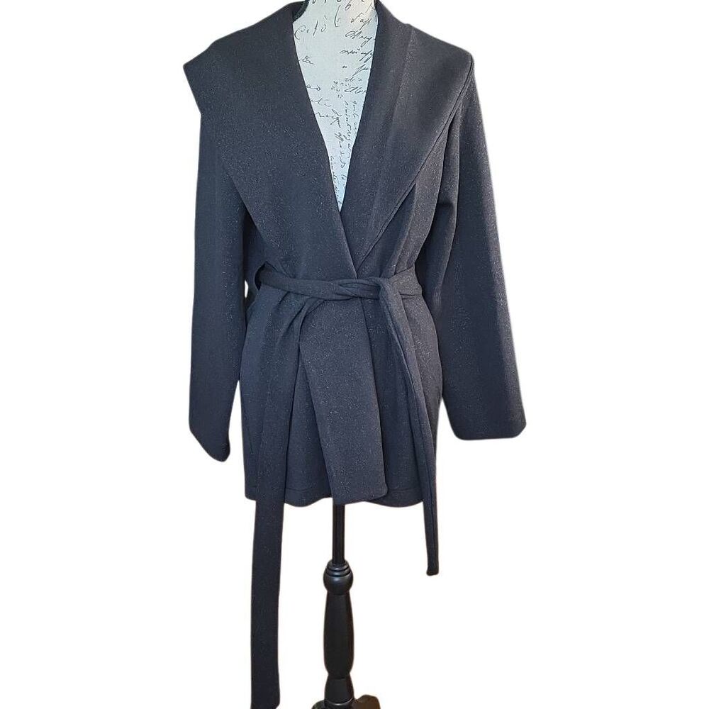 Spanx Women's Size XL Black Sparkle Belted Heavy Knit Cardigan